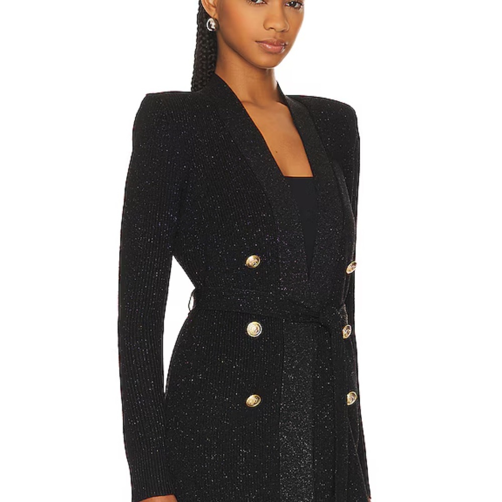 L'AGENCE Noe Black Blazer double breasted cardi with Gold Buttons